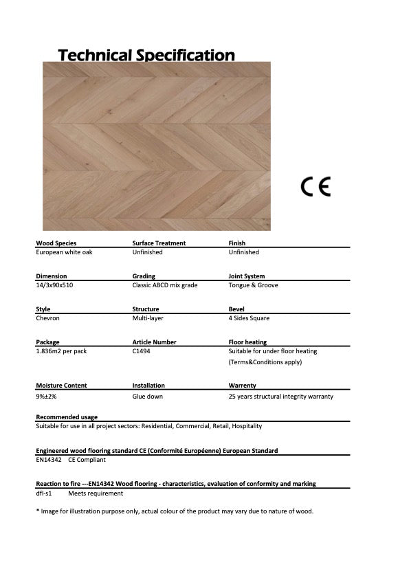 Engineered European White Oak Chevron C1494