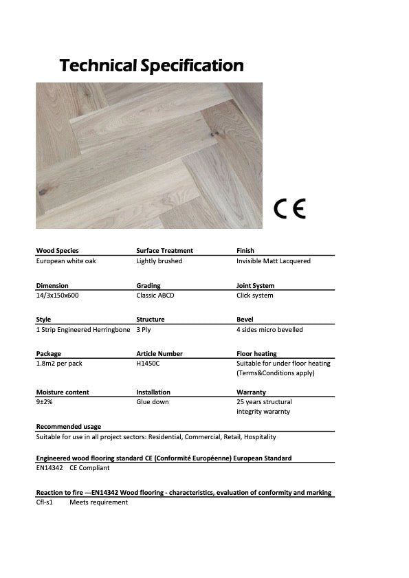 Engineered European White Oak Herringbone H1450C
