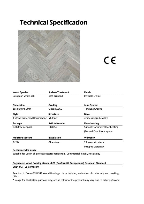 Engineered Wood Flooring – European White Oak Herringbone HB1050