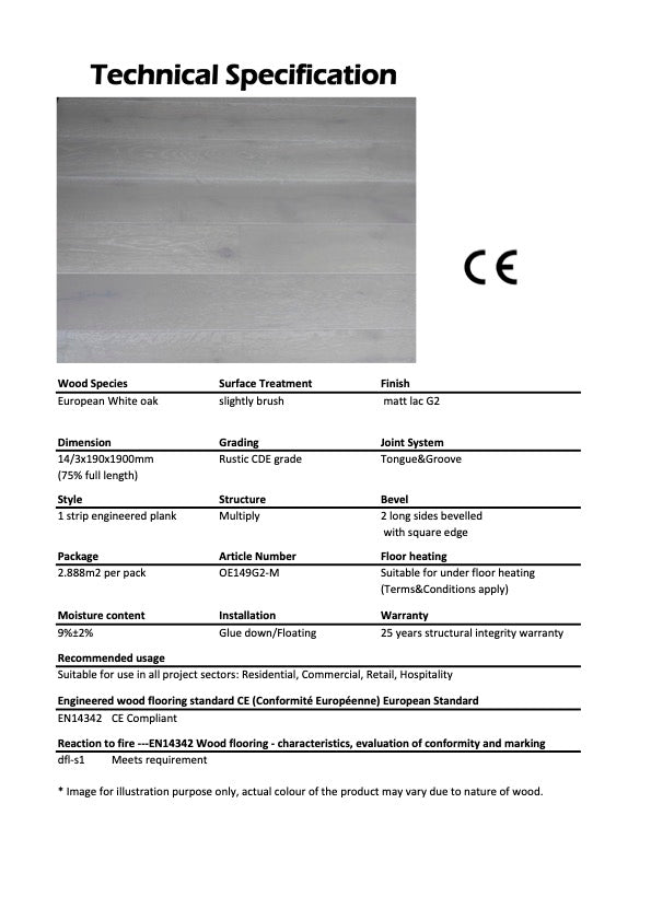 Engineered European White Oak Plank OE149G2-M