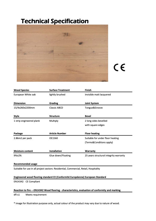 Engineered European White Oak Plank OE1560