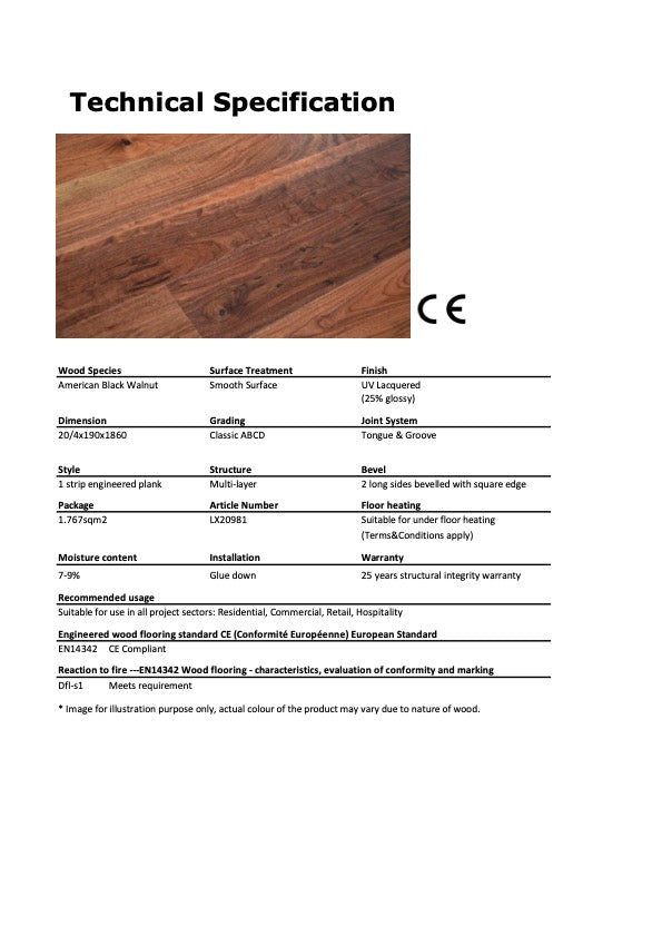 Engineered American Black Walnut Plank LX20981